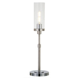 26" Nickel Metal Table Lamp With Clear Cylinder Shade