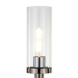 26" Nickel Metal Table Lamp With Clear Cylinder Shade