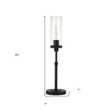 26" Nickel Metal Table Lamp With Clear Cylinder Shade