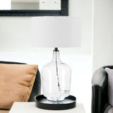 24" Clear Glass Table Lamp With White Drum Shade