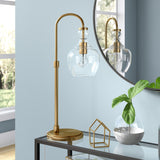 22" Brass Metal Table Lamp With White Bell Shade