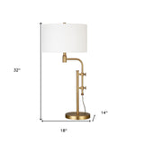 27" Brass Metal Arched Table Lamp With Clear Dome Shade