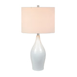 28" White Porcelain Table Lamp With White Drum Shade