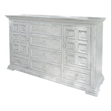 69" White Solid Wood Six Drawer Triple Dresser