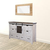 62" Antiqued White Solid Wood Six Drawer Triple Dresser