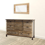 62" Brown Solid Wood Six Drawer Triple Dresser