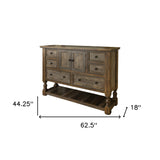 69" Gray Solid Wood Six Drawer Triple Dresser