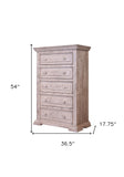 37" Chocolate Solid Wood Five Drawer Chest