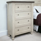 39" Gray and Ivory Solid Wood Three Drawer Chest