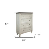 39" Gray and Ivory Solid Wood Four Drawer Chest