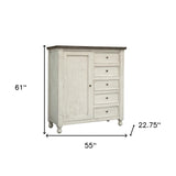 39" Gray and Ivory Solid Wood Four Drawer Chest