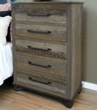 35" Brown Solid Wood Four Drawer Chest