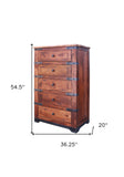 36" Natural Solid Wood Five Drawer Chest