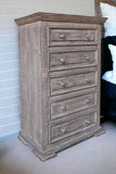 36" Gray Solid Wood Five Drawer Chest