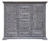 64" Gray Solid Wood Seven Drawer Gentlemans Chest