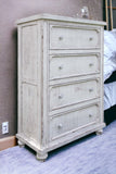 37" Gray Solid Wood Five Drawer Chest