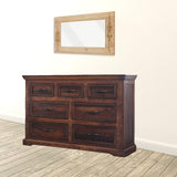 61" Brown Solid Wood Seven Drawer Double Dresser