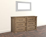 67" Natural Solid Wood Six Drawer Double Dresser