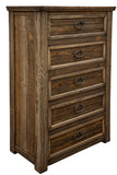 32" Brown Solid Wood Five Drawer Chest