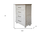 36" Brown and White Solid Wood Four Drawer Chest