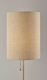 23" Brown Solid Wood Tripod Table Lamp With White Ribbed Dome Shade