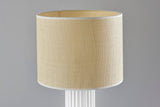 24" Black Ceramic Cylinder Table Lamp With Beige Drum Shade