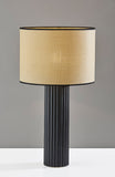 24" White Ceramic Cylinder Table Lamp With Beige Drum Shade