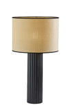 29" Black Ceramic Cylinder Table Lamp With Beige Drum Shade