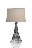 25" Black Acrylic Paris Desk Table Lamp With White Drum Shade