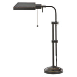 26" Bronze Metal Adjustable Table Lamp With Bronze Rectangular Shade