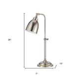 26" Nickel Metal Adjustable Table Lamp With Nickel Dome Shade