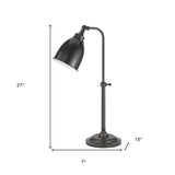 27" Bronze Metal Adjustable Table Lamp With Bronze Dome Shade