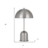 20" Nickel Metal Desk Table Lamp With Nickel Dome Shade