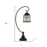 25" Bronze Metal Desk Table Lamp With Bronze Dome Shade