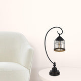 31" Bronze Metal Table Lamp With Bronze Cage Shade