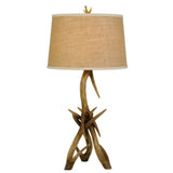 33" Brown Antlers Table Lamp With Brown Empire Shade