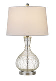 27" Clear Metal Table Lamp With White Rectangular Shade