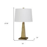 28" Brown Table Lamp With Off White Empire Shade