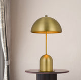 20" Antiqued Brass Metal Desk Table Lamp With Antiqued Brass Dome Shade