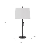 30" Silver Metal Adjustable Table Lamp With Off White Empire Shade