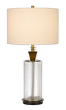 30" Clear Metal Table Lamp With White Empire Shade