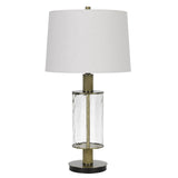 31" Clear Metal Table Lamp With White Empire Shade