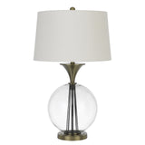 31" Clear Metal Table Lamp With White Empire Shade