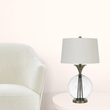 31" Clear Metal Table Lamp With White Empire Shade