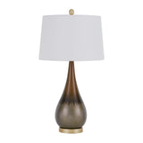 30" Taupe Metal Table Lamp With White Empire Shade