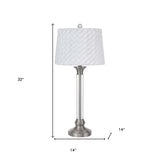 27" Aqua Glass Table Lamp With White Empire Shade