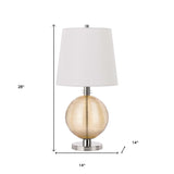 28" Clear Metal Table Lamp With White Empire Shade