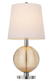 28" Nickel Metal Table Lamp With White Empire Shade