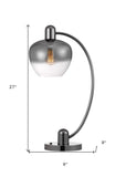 28" Nickel Metal Table Lamp With White Empire Shade