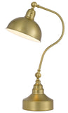 25" Antiqued Brass Metal Desk Table Lamp With Antiqued Brass Dome Shade